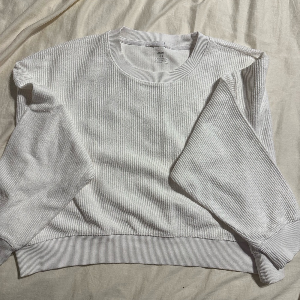 Aerie ribbed cropped crew neck sweatshirt